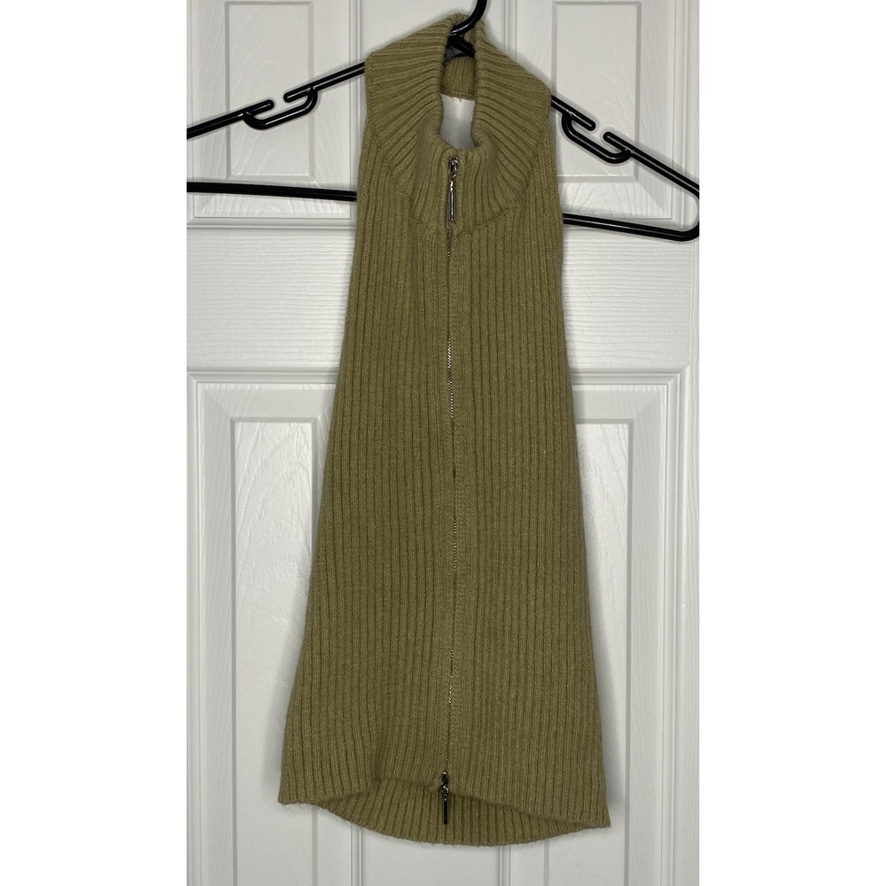 Princess Polly Women's‎ Sleeveless Full Zip Open Back Sweater Beige Size S/M